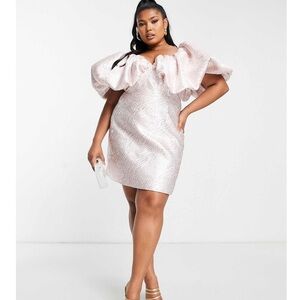 ASOS LUXE Curve Bubble Bardot Mini Dress in Jacquard